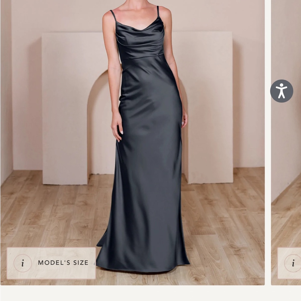Revelry Black Satin Dress